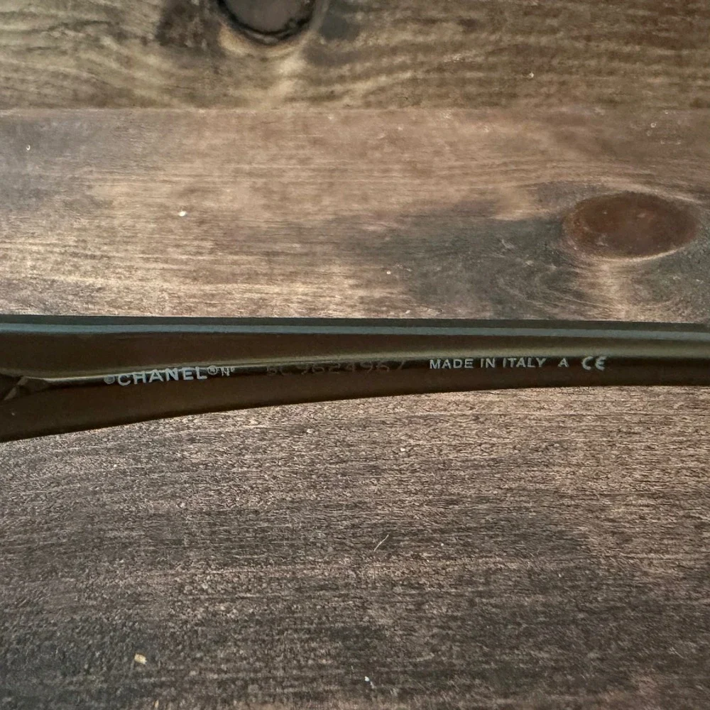 Chanel Eyeglass FRAME ONLY Gunmetal Brown Crystal Pearl CC Logo 50-16-135